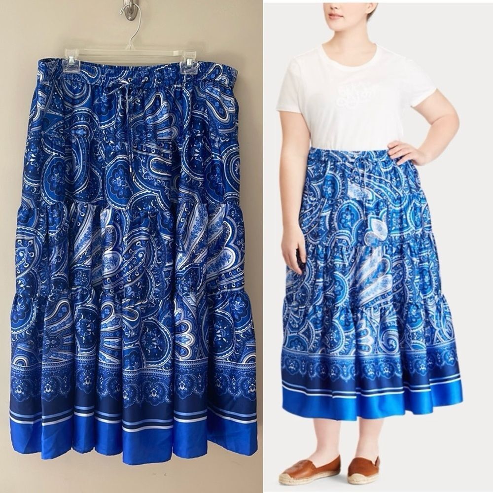 Lauren Ralph Lauren Paisley-Print Twill Maxiskirt 
Lauren Woman NEW 2X